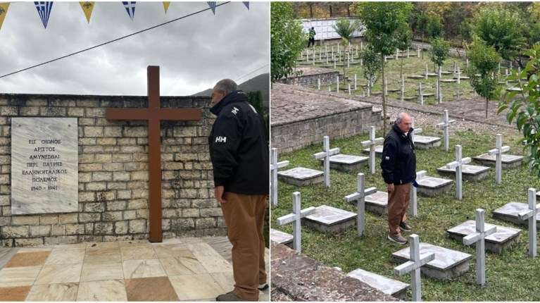 Στη Βόρεια Ήπειρο ο Καραμανλής: Επισκέφθηκε τα μνημεία των πεσόντων του '40