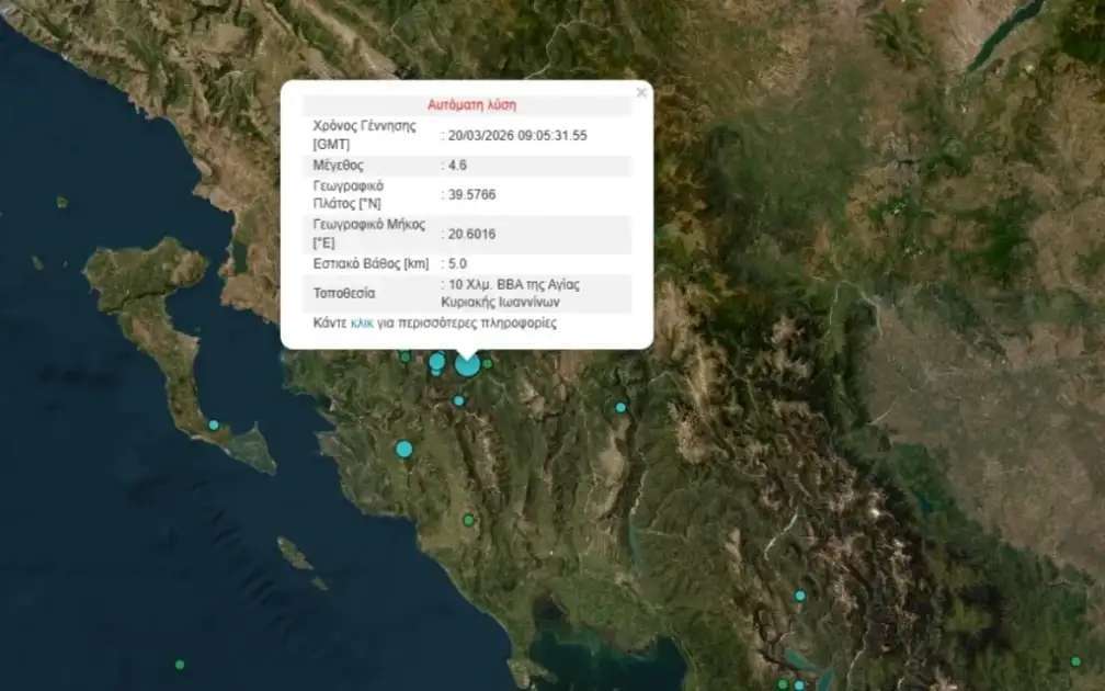 Ισχυρός σεισμός 4,6 Ρίχτερ στα Ιωάννινα – Έντονη ανησυχία στην Ήπειρο